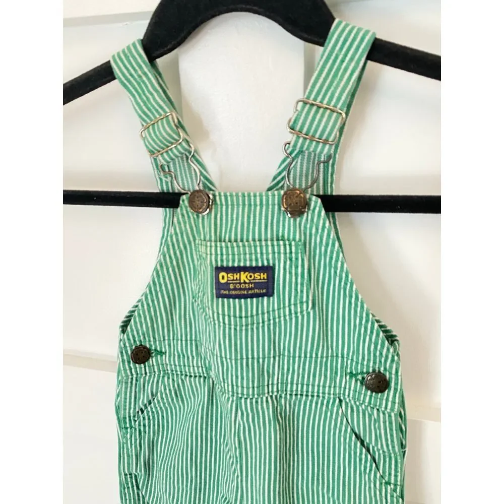 Oshkosh vintage 80s‎ green white overalls euc